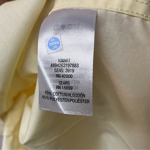 Basic Editions Men's Light Yellow Button Down Shirt. Size Large - Picture 4 of 5
